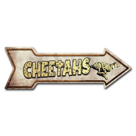 Cheetahs Arrow Sign Funny Home Decor 18in Wide